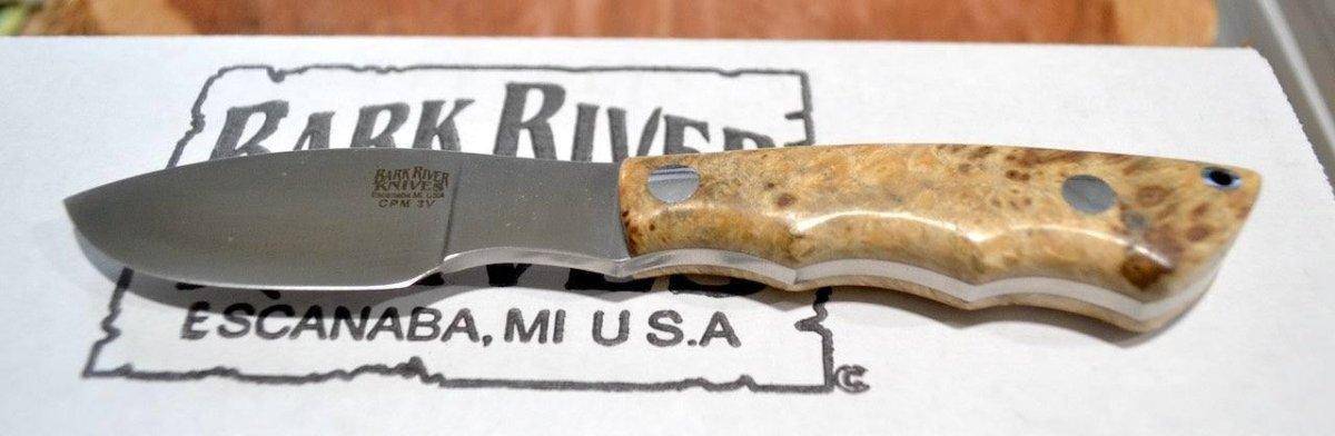 Bark River Mini Canadian CPM 3V Knife Natural Elder Burl #1 (USA)