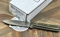 Bark River Mini Kephart Knife 3V Evergreen Burlap Handles White Liners Mosaic Pins (USA)