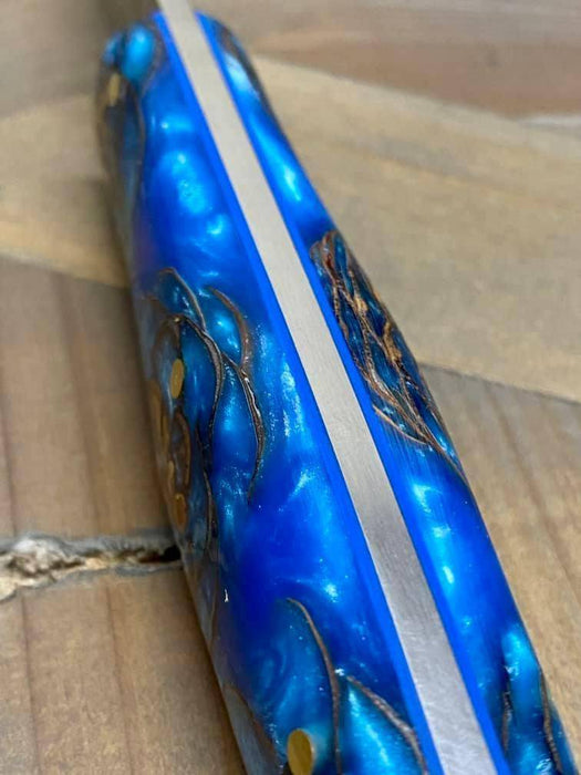 Bark River Puukko 3V Knife Blue Sprucecone - Blue Liners (USA)