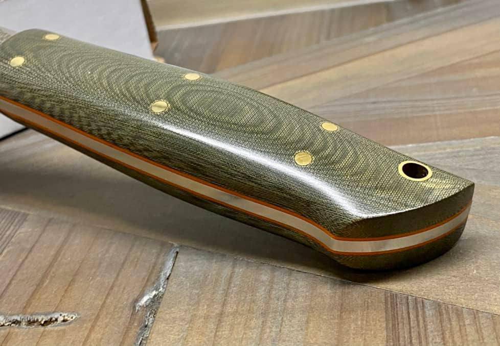 Bark River Puukko 3V Knife Green Linen Micarta - Orange Liners (USA)