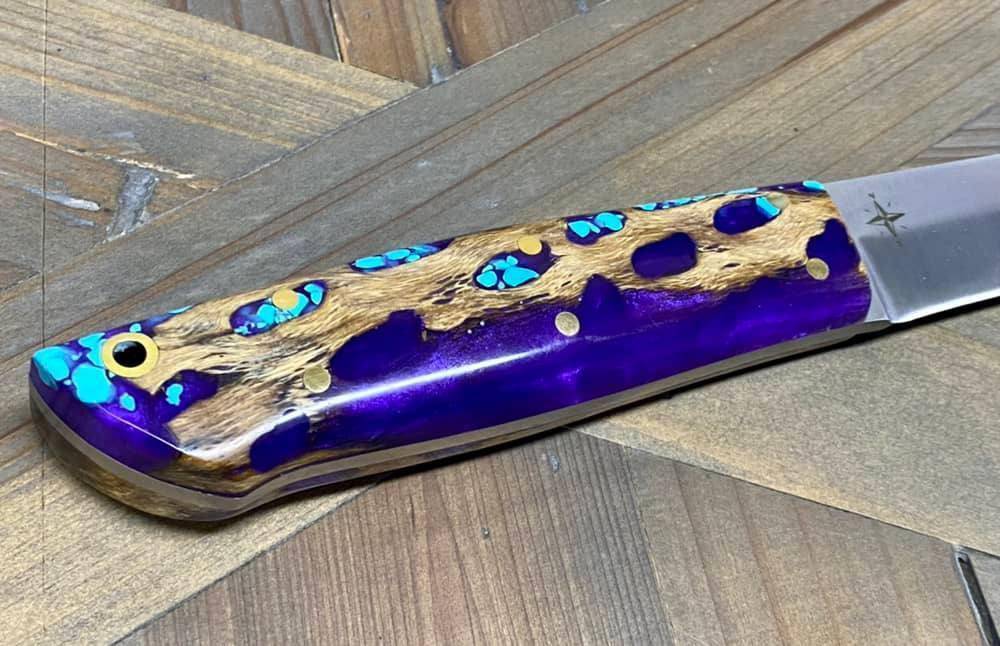 Bark River Puukko 3V Knife Purple Cholla Cactus with Turquoise (USA)