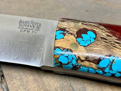 Bark River Puukko 3V Knife Red Cholla Cactus with Turquoise (USA)