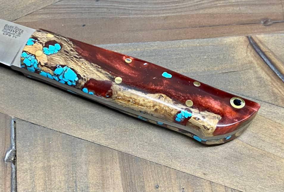 Bark River Puukko 3V Knife Red Cholla Cactus with Turquoise (USA)