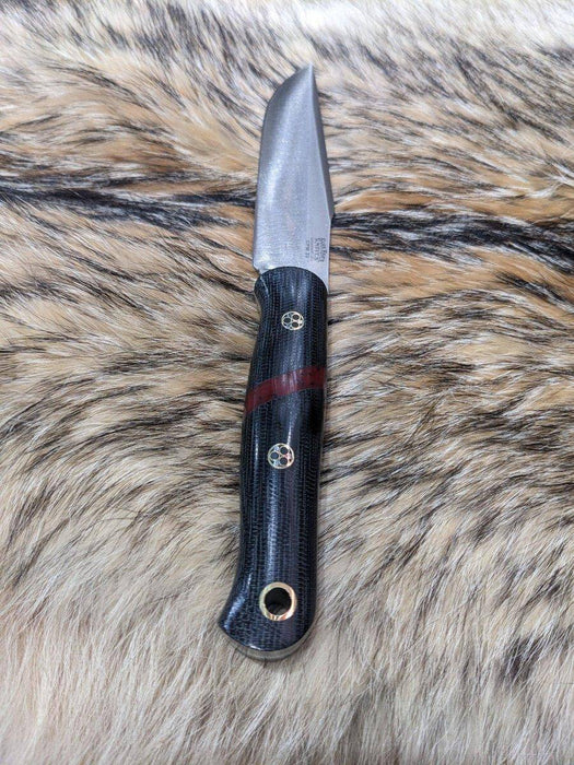 Bark River Ultra Lite Field Knife CPM 3V Black Canvas Micarta Bloody Basin Spacer White Liners Mosaic Pins (USA)