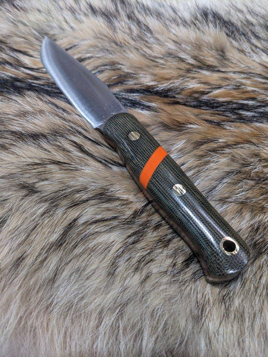 Bark River Ultra Lite Field Knife CPM 3V Green Canvas Micarta Orange Spacer Liners Brass Pins (USA)