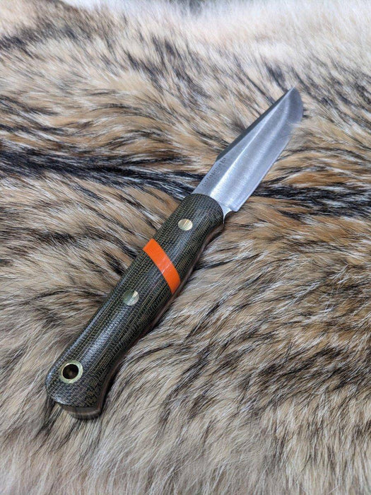 Bark River Ultra Lite Field Knife CPM 3V Green Canvas Micarta Orange Spacer Liners Brass Pins (USA)