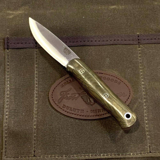 Bark River Ultralite Bushcrafter CPM 3V Green Micarta - Red Liners - Mosaic Pins