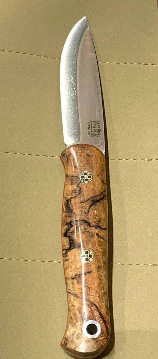 Bark River Ultralite Bushcrafter CPM 3V Spalted Maple Burl - Red Liners - Mosaic Pins