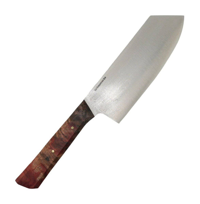 Bark River Wa Santoku Kitchen Knife MagnaCut Cherry & Salmon Maple Burl