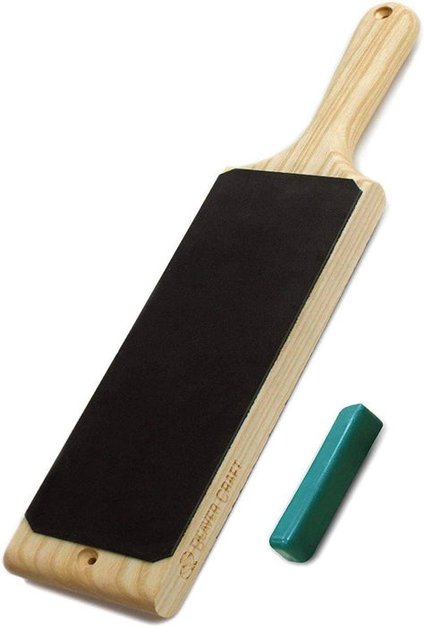 BeaverCraft Dual-Sided Leather Paddle Strop with P1 Polishing Compound