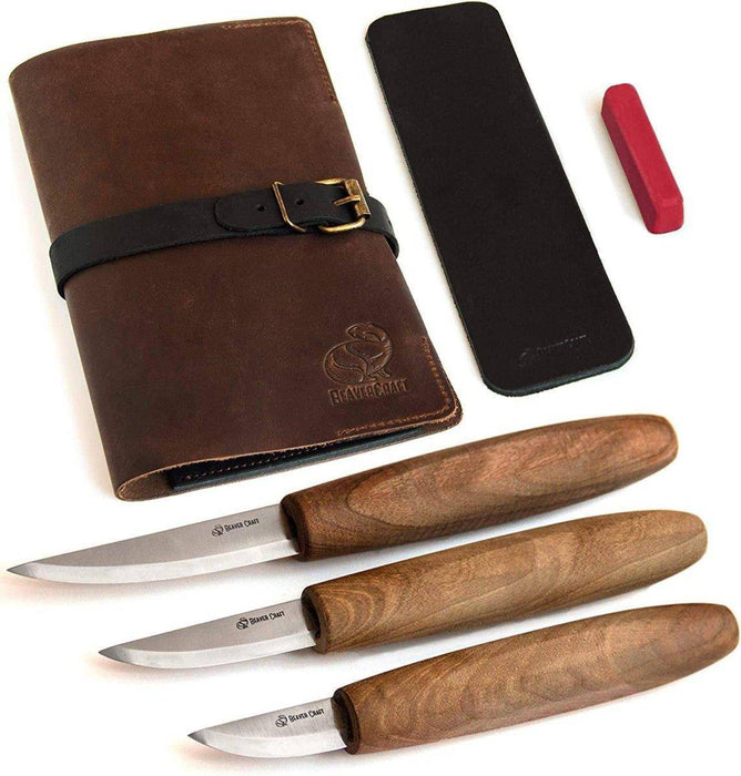 BeaverCraft Premium Whittling Set With Walnut Handles