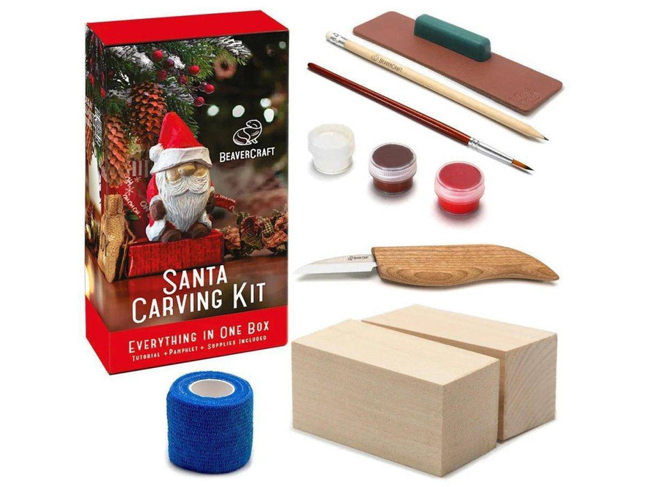 BeaverCraft Santa Carving Kit - Complete Starter Whittling Kit for Beginners, Adults, Teens, and Kids