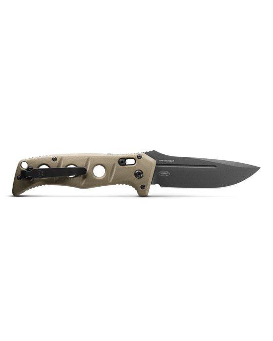 Benchmade 2750GY-3 Auto Adamas Folding Knife 3.78" CruWear Tungsten Gray Plain Blade Desert Tan G10