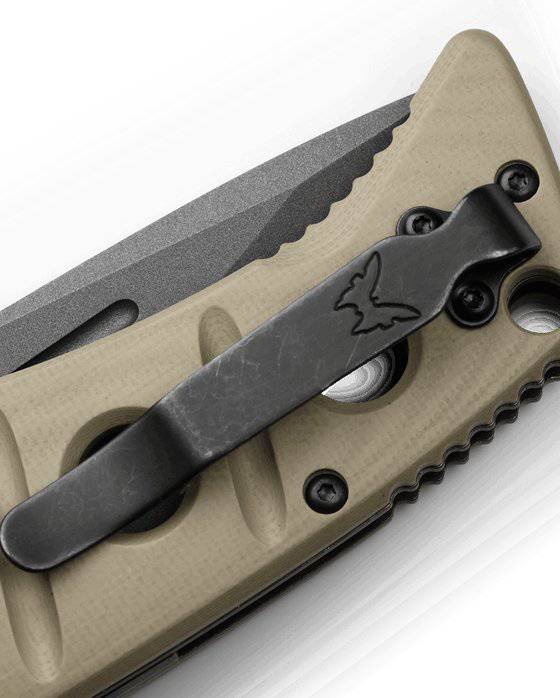 Benchmade 2750GY-3 Auto Adamas Folding Knife 3.78" CruWear Tungsten Gray Plain Blade Desert Tan G10