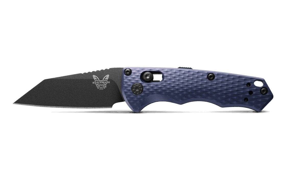 Benchmade 2900BK Auto Immunity Folding Knife 2.49" CPM-M4 Cobalt Black Wharncliffe Crater Blue Billet Handles