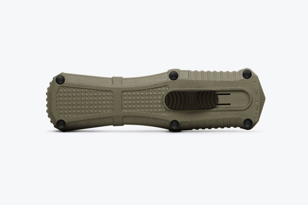 Benchmade 3375GY-1 Mini Claymore OTF Auto Knife 3.02" CPM-D2 Smoke Gray PVD Double Edge Ranger Green Grivory Handles