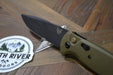 Benchmade 4300BK-02 CLA Auto Knife 3.4" MagnaCut Black DLC Battlewash Plain Blade OD Green G10