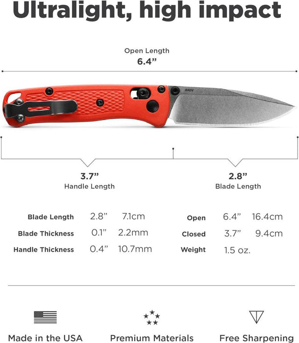 Benchmade 533-04 Limited Mini Bugout AXIS Folding Knife 2.82" S30V Satin Plain Blade Mesa Red Grivory Handles