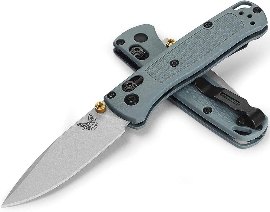 Benchmade 533SL-07 Seasonal Mini Bugout AXIS Folding Knife 2.82" S30V Crushed Silver Cerakote Plain Blade Sage Green Grivory Handles