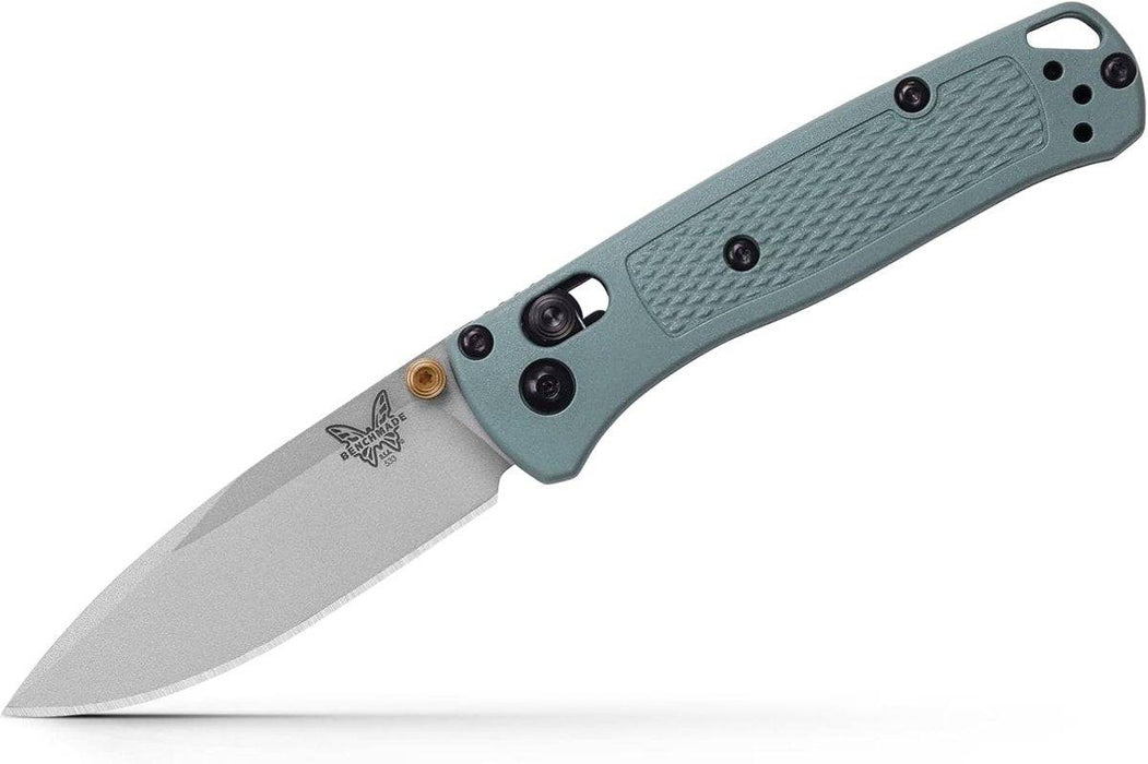 Benchmade 533SL-07 Seasonal Mini Bugout AXIS Folding Knife 2.82" S30V Crushed Silver Cerakote Plain Blade Sage Green Grivory Handles