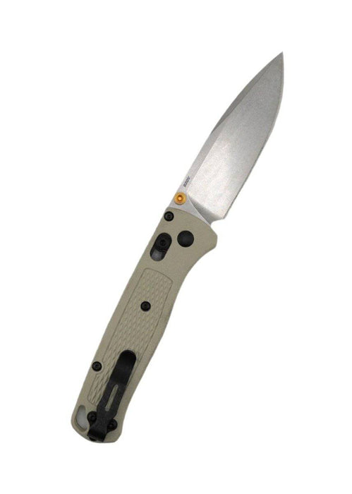 Benchmade 535-12 Bugout AXIS Folding Knife 3.24" S30V Satin Plain Blade Tan Grivory Handles w/ Gold Accents