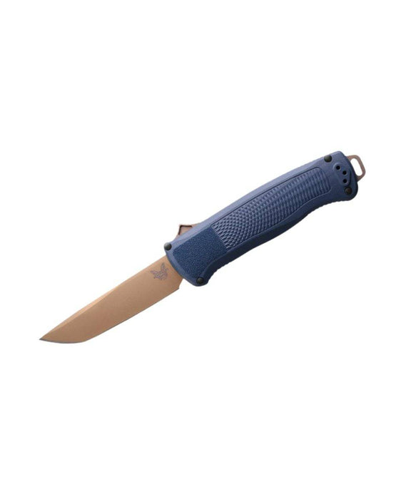 Benchmade 5370FE-01 Shootout OTF Auto  Knife 3.51" CPM-CruWear FDE Tanto Blade Crater Blue Grivory Handles