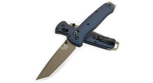 Benchmade 537FE-02 Bailout Axis Folding Knife 3.38" CPM-M4 Flat Dark Earth Tanto Crater Blue Handles