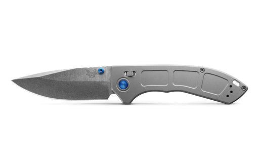 Benchmade 748 Narrows Axis Folding Knife 3.43" M390 Satin Drop Point Titanium Blue Accents