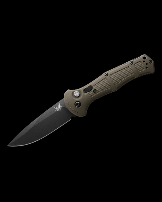 Benchmade 9070BK-1 Claymore Auto Folding Knife 3.6" CPM-D2 Cobalt Black Plain Blade, Ranger Green