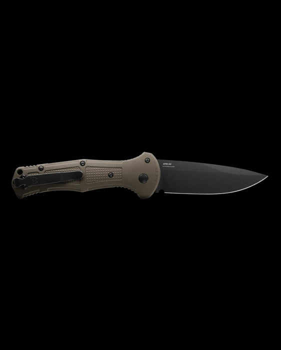 Benchmade 9070BK-1 Claymore Auto Folding Knife 3.6" CPM-D2 Cobalt Black Plain Blade, Ranger Green