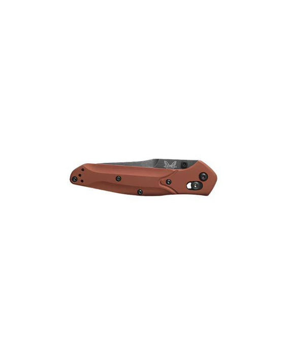 Benchmade 940BK-03 Osborne MagnaCut Folding Knife 3.4" Black DLC Battlewashed Plain Blade, Burnt Copper Handles