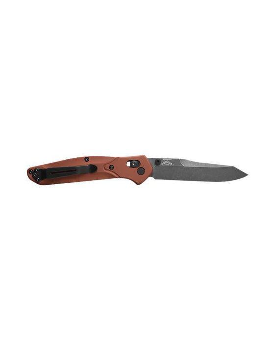 Benchmade 940BK-03 Osborne MagnaCut Folding Knife 3.4" Black DLC Battlewashed Plain Blade, Burnt Copper Handles