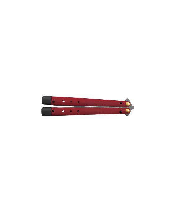 Benchmade 99BK-1 Necron Balisong Butterfly Knife 4.59" CPM-S30V Black Scimitar Blade Ruby Red G10 Handles