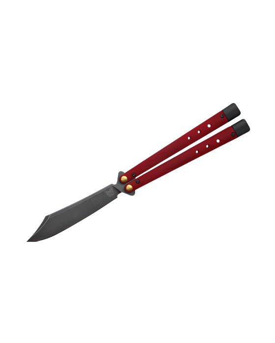 Benchmade 99BK-1 Necron Balisong Butterfly Knife 4.59" CPM-S30V Black Scimitar Blade Ruby Red G10 Handles