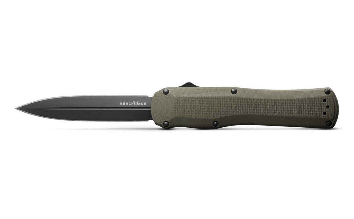 Benchmade Autocrat 3400BK-1 OTF Knife 3.71" Black DLC S30V Double Edge Dagger Blade, OD Green G10 Handles