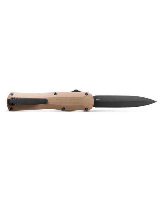 Benchmade Autocrat Auto OTF Knife 3.71" Black DLC S30V Double Edge Coyote Brown G10 3400BK-2