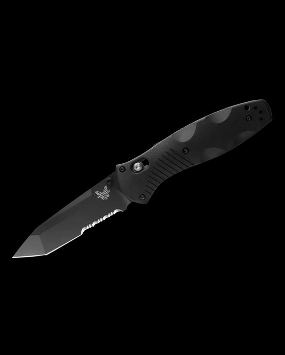 Benchmade Barrage AXIS-Assisted Folding Knife 3.6" Black Tanto Combo Blade Black Valox Handles