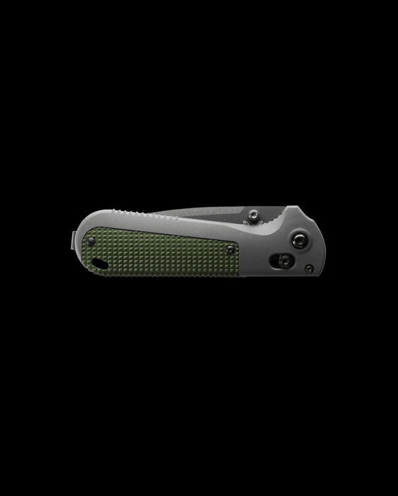 Benchmade Redoubt 430BK Folding Knife 3.55" CPM-D2 Graphite Black Plain Blade, Gray and Green Grivory Handles