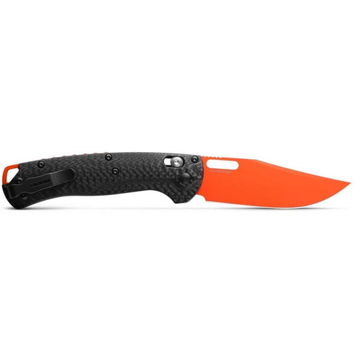 Benchmade Taggedout AXIS Folding Knife 3.5" MagnaCut Orange Blade Carbon Fiber Handles