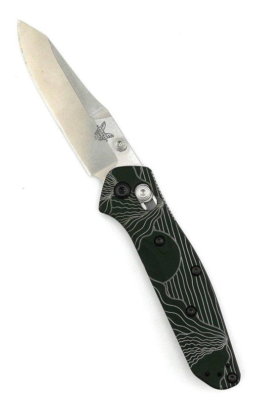 Custom Engraved Benchmade 945 Mini Osborne Folding Knife 2.92" S30V Satin Plain Blade, Green