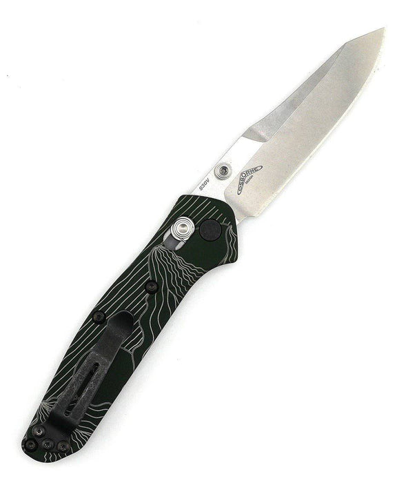 Custom Engraved Benchmade 945 Mini Osborne Folding Knife 2.92" S30V Satin Plain Blade, Green