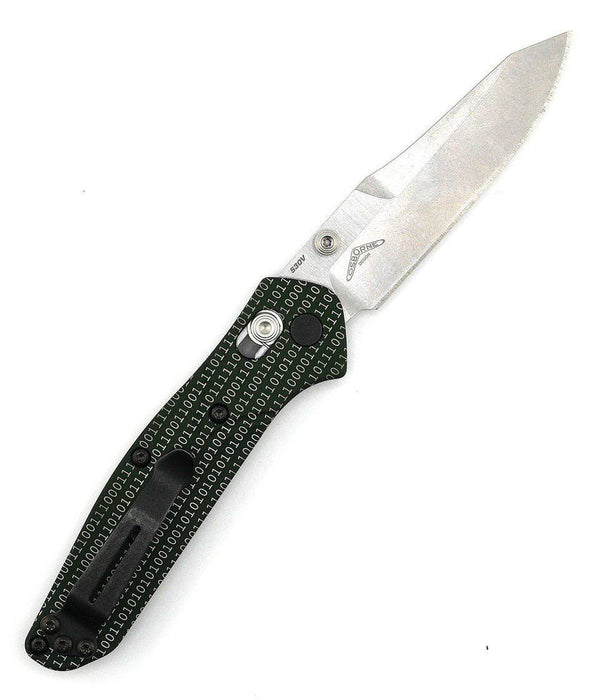 Custom Engraved Benchmade 945 Mini Osborne Folding Knife 2.92" S30V Satin Plain Blade, Green