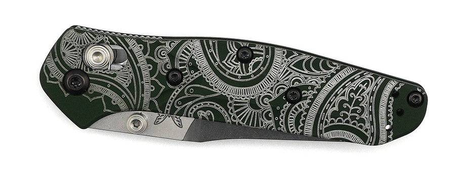 Custom Engraved Benchmade 945 Mini Osborne Folding Knife 2.92" S30V Satin Plain Blade, Green