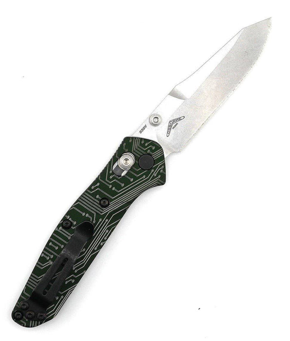 Custom Engraved Benchmade 945 Mini Osborne Folding Knife 2.92" S30V Satin Plain Blade, Green