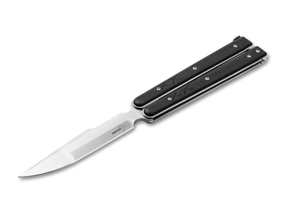 Boker 06EX229 Balisong Tactical Large Butterfly Knife Black G-10 (4.2" Satin)