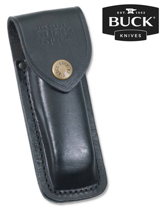 Buck 0110BRS 110 Folding Hunter 3.75" Plain Edge 420HC Blade Ebony Handle Leather Sheath