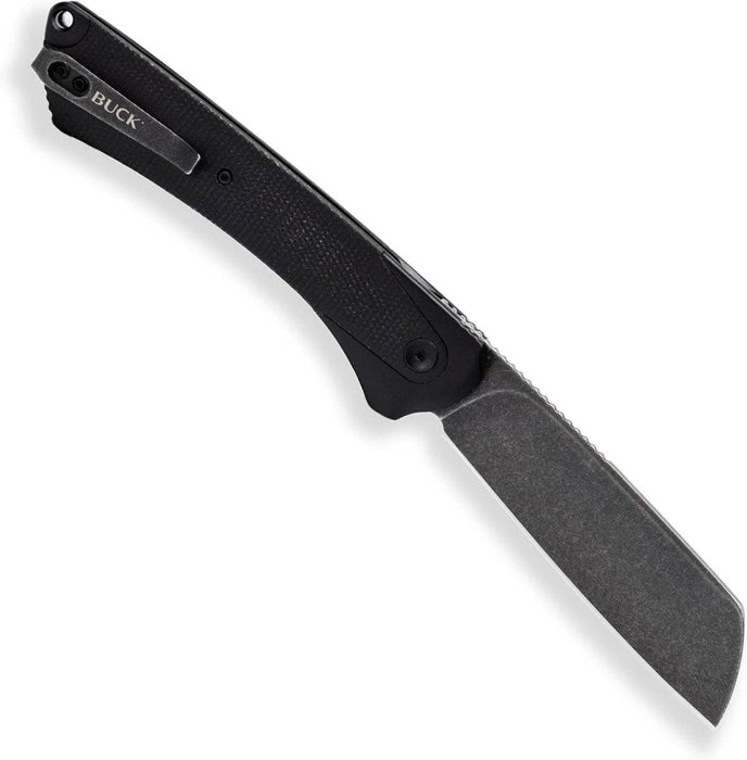 Buck 263 HiLine XL Manual Frame Lock Flipper Knife 3.75" D2 Black Stonewashed Cleaver Gray Handles