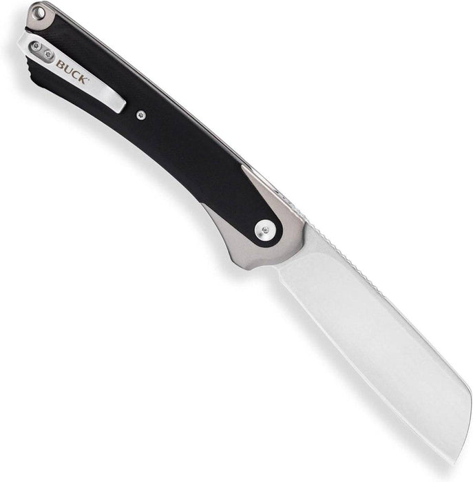 Buck 263 HiLine XL Manual Frame Lock Flipper Knife 3.75" D2 Black Stonewashed Cleaver Gray Handles