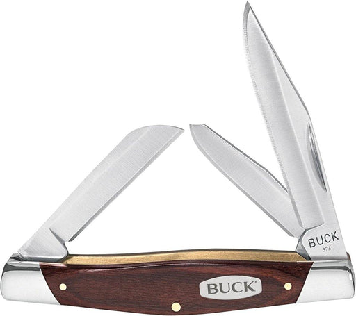 Buck 373 Trio Stockman w/Three Blades & Woodgrain Handle 3.25" Closed