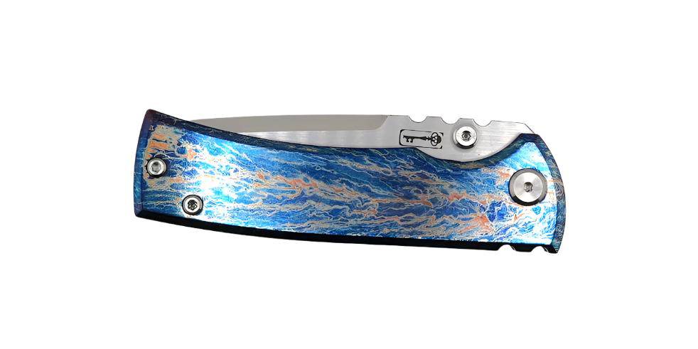 Chaves Redencion Street Custom Titanium Drop Point Knife "LightningStrike"